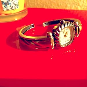 Silver hinged bracelet watch. Easy on. Easy off!